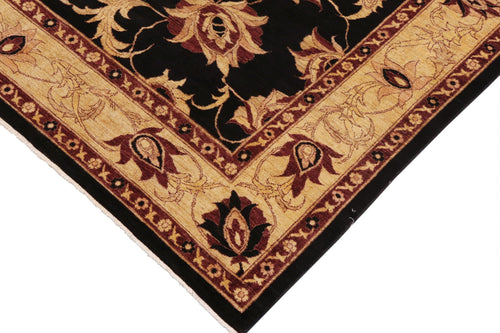 handmade Traditional Kafkaz Black Gold Hand Knotted RECTANGLE 100% WOOL area rug 9x12