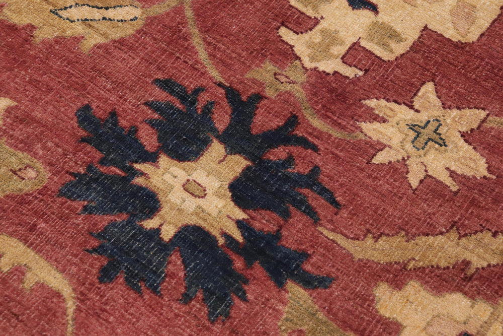 handmade Geometric Kafkaz Rust Lt. Green Hand Knotted RECTANGLE 100% WOOL area rug 9' x 12'