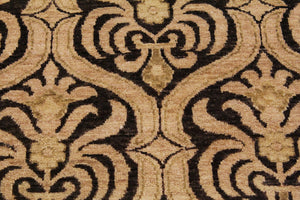handmade Transitional Kafkaz Black Tan Hand Knotted RECTANGLE 100% WOOL area rug 9' x 12'
