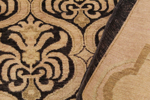 handmade Transitional Kafkaz Black Tan Hand Knotted RECTANGLE 100% WOOL area rug 9' x 12'