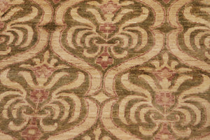 handmade Transitional Kafkaz Green Brown Hand Knotted RECTANGLE 100% WOOL area rug 9' x 12'
