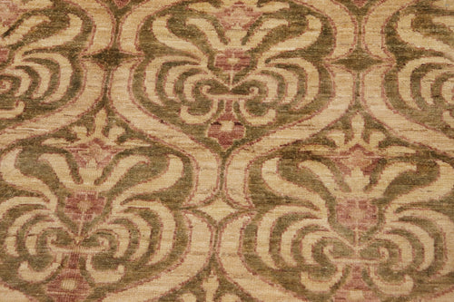 handmade Transitional Kafkaz Green Brown Hand Knotted RECTANGLE 100% WOOL area rug 9' x 12'