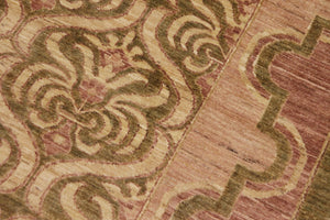 handmade Transitional Kafkaz Green Brown Hand Knotted RECTANGLE 100% WOOL area rug 9' x 12'