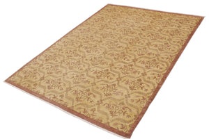 handmade Transitional Kafkaz Gold Brown Hand Knotted RECTANGLE 100% WOOL area rug 9' x 12'