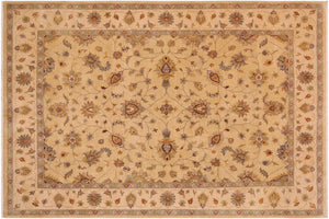handmade Transitional Kafkaz Tan Beige Hand Knotted RECTANGLE 100% WOOL area rug 9' x 12'