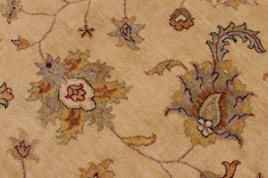 handmade Transitional Kafkaz Tan Beige Hand Knotted RECTANGLE 100% WOOL area rug 9' x 12'