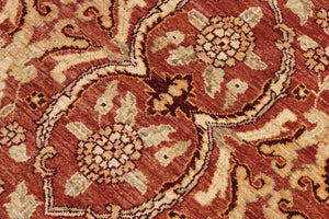 handmade Transitional Kafkaz Rust Gold Hand Knotted RECTANGLE 100% WOOL area rug 9' x 13'