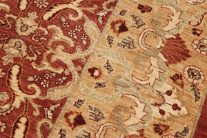 handmade Transitional Kafkaz Rust Gold Hand Knotted RECTANGLE 100% WOOL area rug 9' x 13'