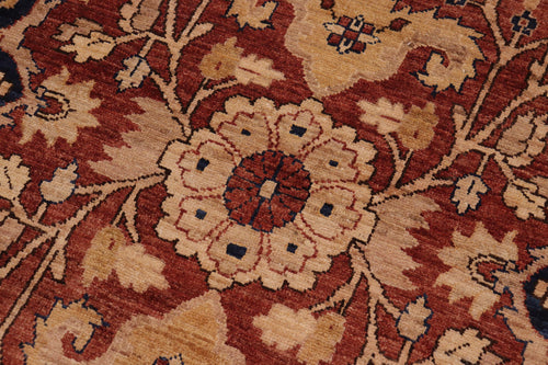 handmade Transitional Kafkaz Rust Blue Hand Knotted RECTANGLE 100% WOOL area rug 10' x 14'
