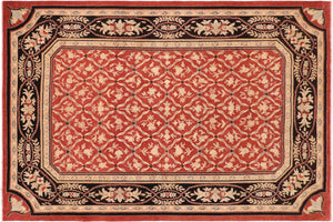 10x14 hand knotted transitional wool rug in red and black - Oriental Jaye