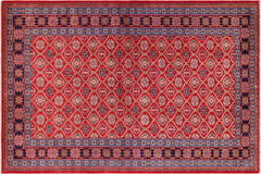 Vintage Shirwan Robert Red/Blue Wool Rug - 4'6''X6'7''