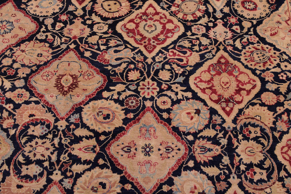 handmade Traditional Kirman Blue Red Hand Knotted RECTANGLE 100% WOOL area rug 9x12