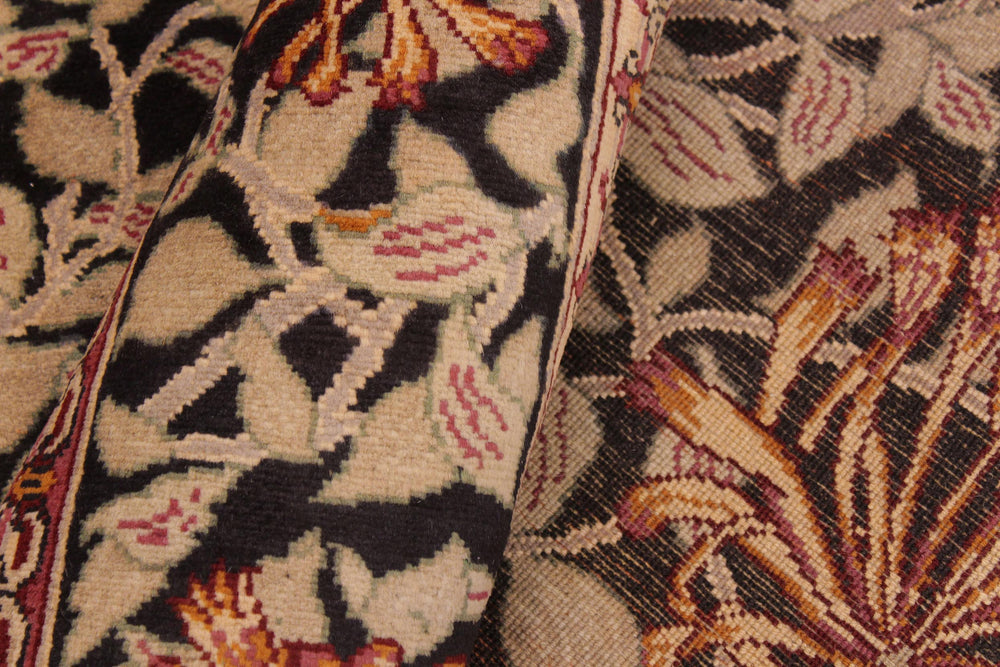 handmade Transitional Honeysuckle Black Tan Hand Knotted RECTANGLE 100% WOOL area rug 6x9