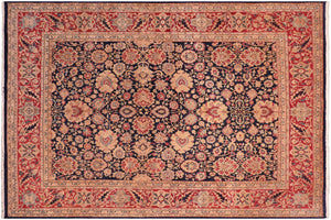 handmade Transitional Anmol Agra Blue Red Hand Knotted RECTANGLE 100% WOOL area rug 8x10