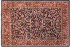 handmade Traditional Dabir Blue Aubergine Hand Knotted RECTANGLE 100% WOOL area rug 8x10