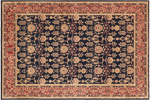 handmade Transitional Kafkaz Blue Rust Hand Knotted RECTANGLE 100% WOOL area rug 9' x 12'