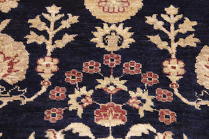 handmade Transitional Kafkaz Blue Rust Hand Knotted RECTANGLE 100% WOOL area rug 9' x 12'