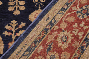 handmade Transitional Kafkaz Blue Red Hand Knotted RECTANGLE 100% WOOL area rug 9' x 12'