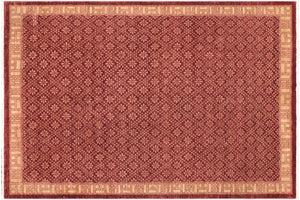 handmade Transitional Kafkaz Red Lt. Gold Hand Knotted RECTANGLE 100% WOOL area rug 9' x 12'