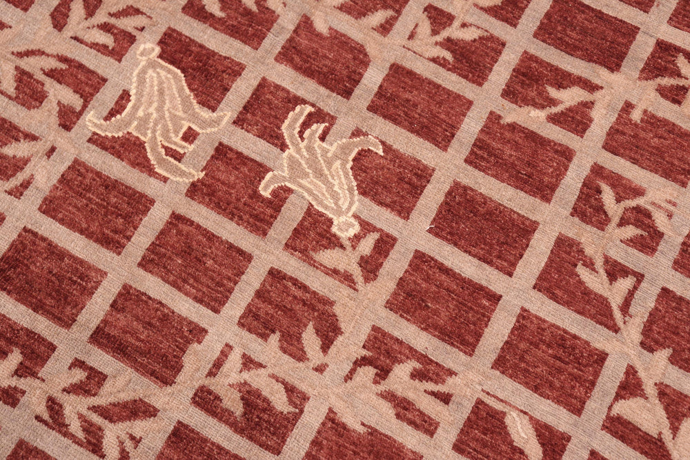 handmade Modern Kafkaz Red Lt. Tan Hand Knotted RECTANGLE 100% WOOL area rug 8' x 10'