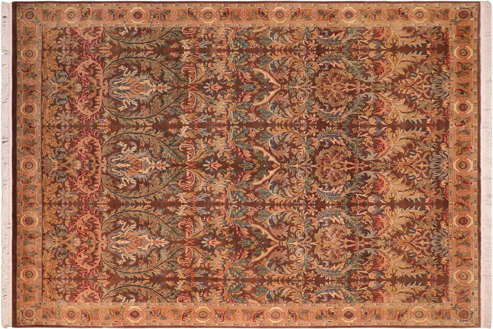 handmade Transitional Imran Brown Gold Hand Knotted RECTANGLE 100% WOOL area rug 8x11