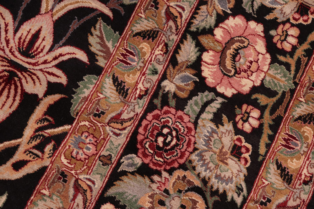 handmade Transitional Lily Black Brown Hand Knotted RECTANGLE 100% WOOL area rug 8x10