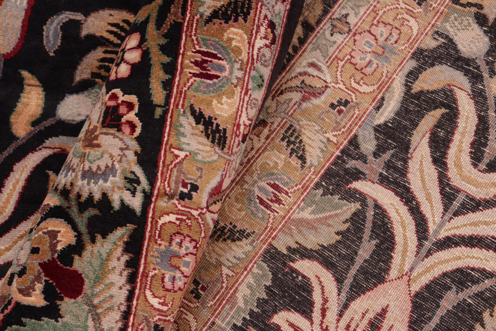 handmade Transitional Lily Black Brown Hand Knotted RECTANGLE 100% WOOL area rug 8x10