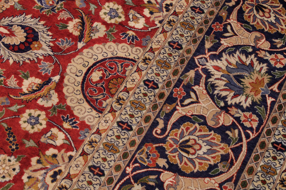 handmade Transitional Agra Tabriz Rust  Hand Knotted RECTANGLE 100% WOOL area rug 9x12