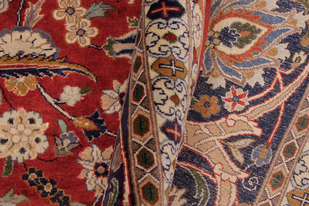 handmade Transitional Agra Tabriz Rust  Hand Knotted RECTANGLE 100% WOOL area rug 9x12