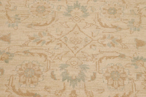 handmade Transitional Kafkaz Beige Green Hand Knotted RECTANGLE 100% WOOL area rug 9' x 12'