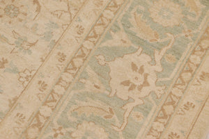 handmade Transitional Kafkaz Beige Green Hand Knotted RECTANGLE 100% WOOL area rug 9' x 12'