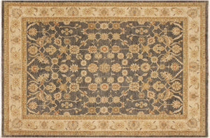 handmade Transitional Kafkaz Gray Beige Hand Knotted RECTANGLE 100% WOOL area rug 9' x 12'