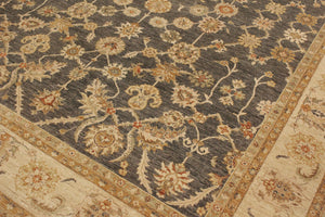 handmade Transitional Kafkaz Gray Beige Hand Knotted RECTANGLE 100% WOOL area rug 9' x 12'