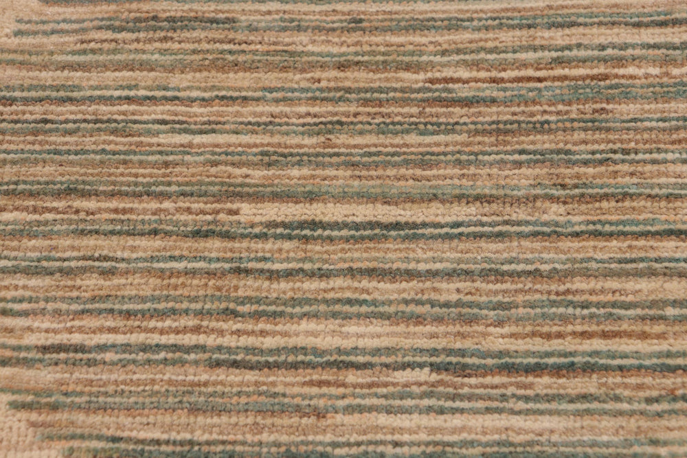 handmade Modern Kafkaz Tan Green Hand Knotted RECTANGLE 100% WOOL area rug 10' x 14'