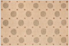 handmade Modern Kafkaz Tan Green Hand Knotted RECTANGLE 100% WOOL area rug 10' x 14'
