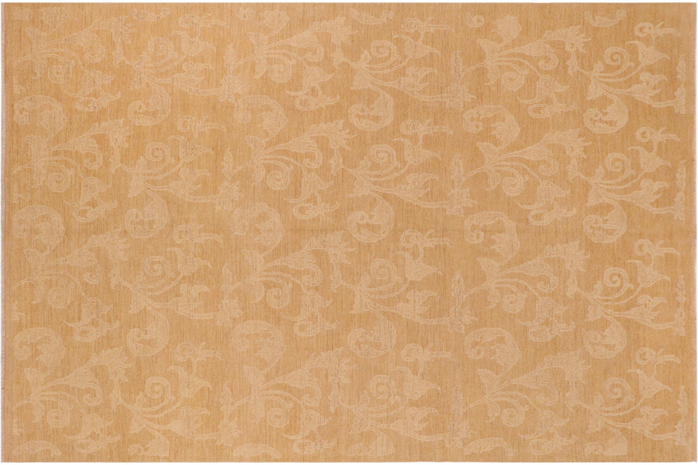 handmade Modern Kafkaz Brown Tan Hand Knotted RECTANGLE 100% WOOL area rug 10' x 14'