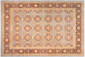 handmade Transitional Kafkaz Lt. Blue Brown Hand Knotted RECTANGLE 100% WOOL area rug 10' x 14'