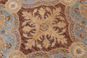 handmade Transitional Kafkaz Lt. Blue Brown Hand Knotted RECTANGLE 100% WOOL area rug 10' x 14'