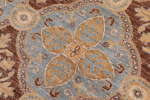 handmade Transitional Kafkaz Lt. Blue Brown Hand Knotted RECTANGLE 100% WOOL area rug 10' x 14'