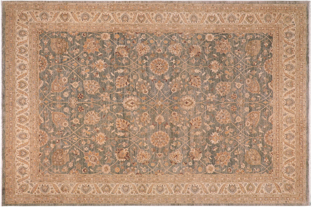 handmade Traditional Kafkaz Grayish Blu Tan Hand Knotted RECTANGLE 100% WOOL area rug 10x14