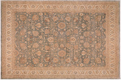 handmade Traditional Kafkaz Grayish Blu Tan Hand Knotted RECTANGLE 100% WOOL area rug 10x14