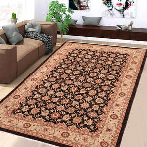 handmade Transitional Kafkaz Brown Beige Hand Knotted RECTANGLE 100% WOOL area rug 6' x 9'