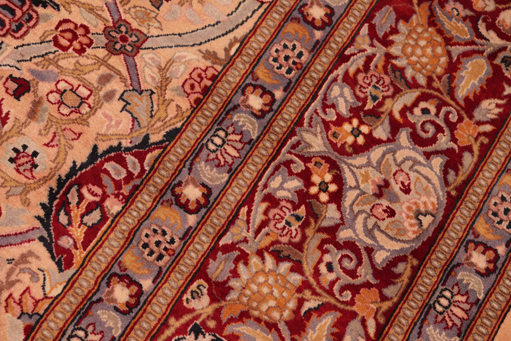 handmade Transitional Mujahid Tan Red Hand Knotted RECTANGLE 100% WOOL area rug 8x10