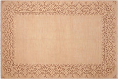 handmade Modern Kafkaz Tan Brown Hand Knotted RECTANGLE 100% WOOL area rug 6' x 9'