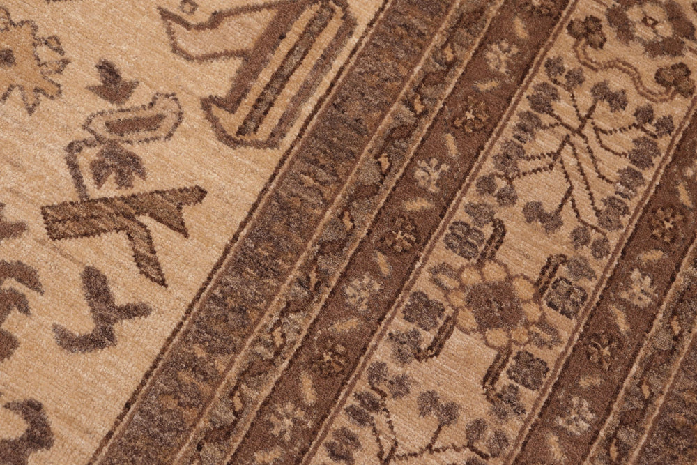 handmade Geometric Kafkaz Beige Tan Hand Knotted RECTANGLE 100% WOOL area rug 6' x 9'