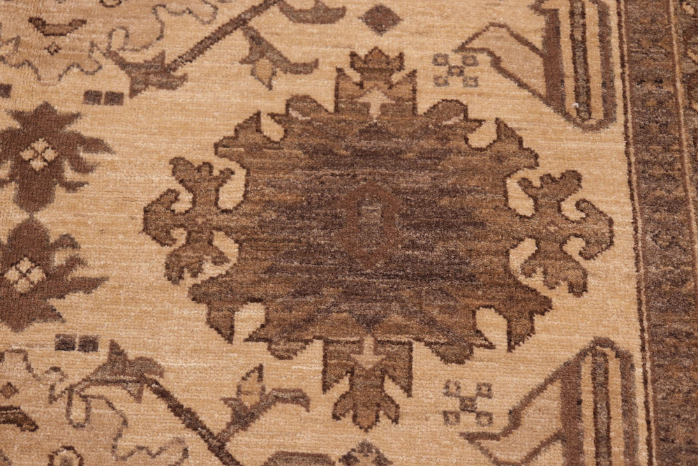 handmade Geometric Kafkaz Beige Tan Hand Knotted RECTANGLE 100% WOOL area rug 6' x 9'