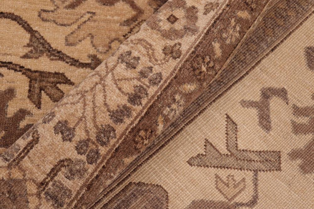 handmade Geometric Kafkaz Beige Tan Hand Knotted RECTANGLE 100% WOOL area rug 6' x 9'
