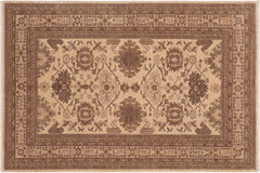 handmade Geometric Kafkaz Beige Tan Hand Knotted RECTANGLE 100% WOOL area rug 6' x 9'