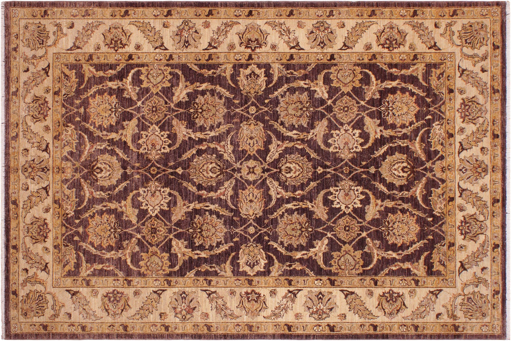 handmade Traditional Kafkaz Brown Ivory Hand Knotted RECTANGLE 100% WOOL area rug 6x9