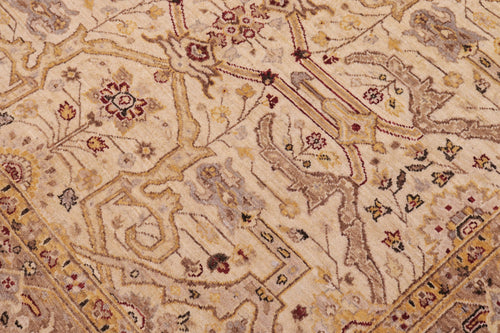 handmade Transitional Kafkaz Ivory Gold Hand Knotted RECTANGLE 100% WOOL area rug 6' x 9'